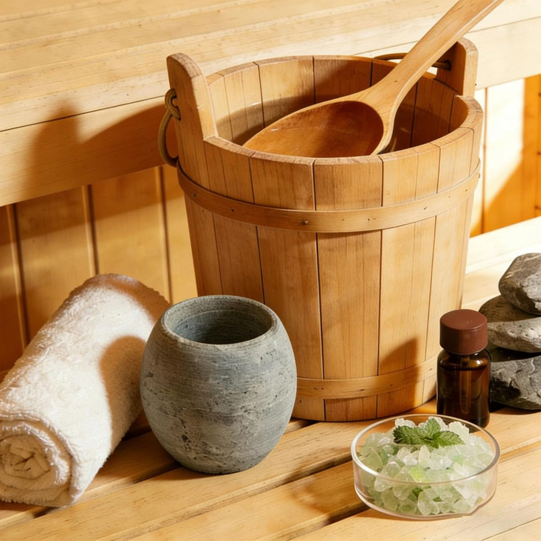 Sauna Verdampferschale aus robustem Granit, Emittiert bei Erwärmung für Mentholkristalle und Saunaöl