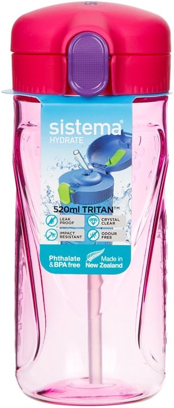 Sistema Quick Flip Fläschchen, 520 ml, Rosa, 2 Stück