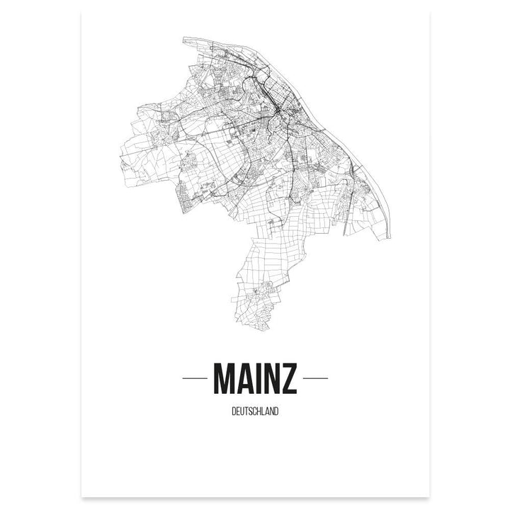 JUNIWORDS Stadtposter, Mainz, Wähle eine Grösse, 60 x 90 cm, Poster, Schrift B, Weiss 60 x 90 cm Sch