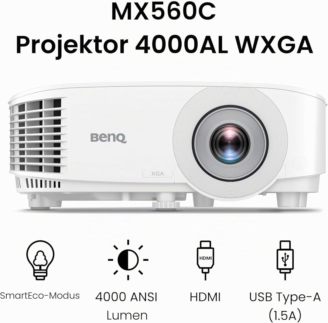 BenQ MX560C XGA Business Beamer – DLP, 4.000 Lumen hohe Helligkeit, 20.000:1 hoher Kontrast, HDMI/VG