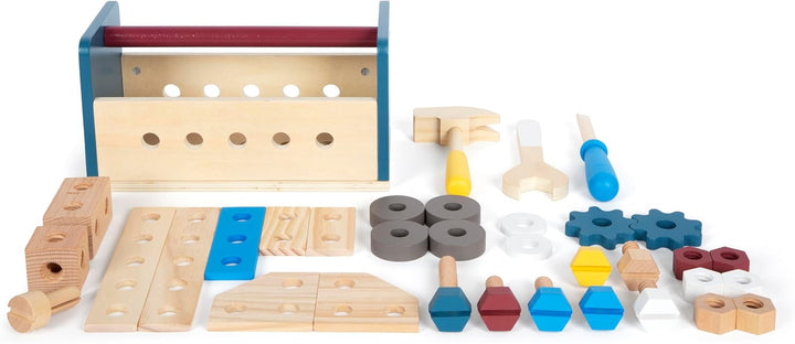 small foot Werkzeugkasten und Werkbank „Workshop“, mit Werkzeug und Zubehör aus Holz, für Kinder ab