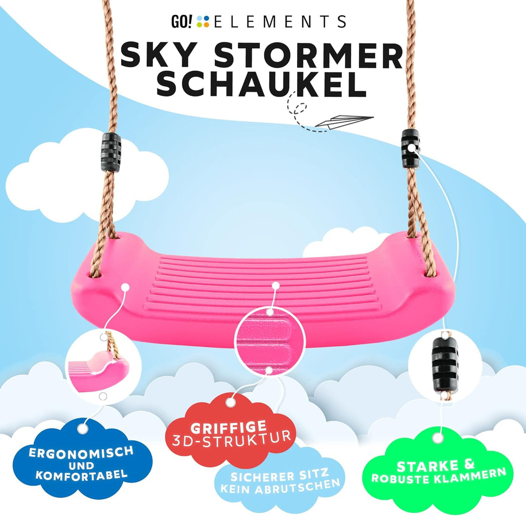 GO!elements Schaukel Garten - Kinderschaukel Outdoor Indoor - Schaukelsitz Schaukelbrett Brettschauk