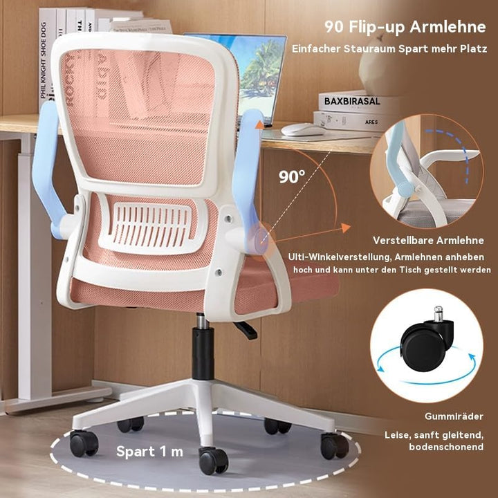 Bürostuhl,Ergonomischer Drehstuhl mit Atmungsaktiver Mesh-Rückenlehne,360°DrehstuhlHochk,lappbaren A