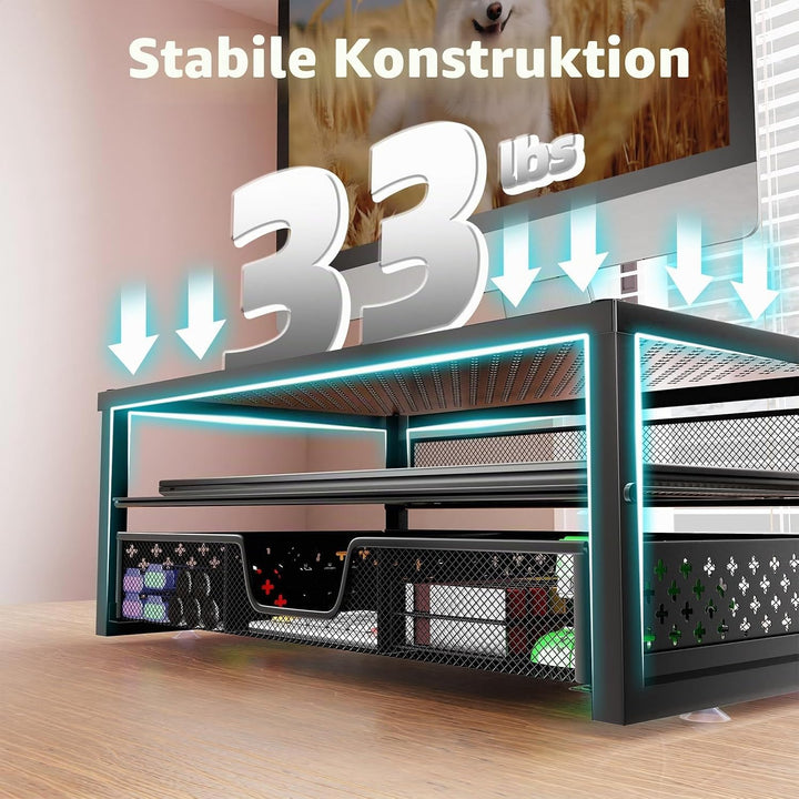 Simple Trending Monitorständer aus Metall und Schreibtisch-Organizer mit Schublade für Laptop, Compu