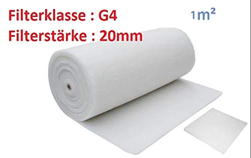 G4 Filtermatte 1x1m - Luftfiltermatte 1m² für Lüftungsanlagen - Filterrolle aus Polyester - 17–20mm