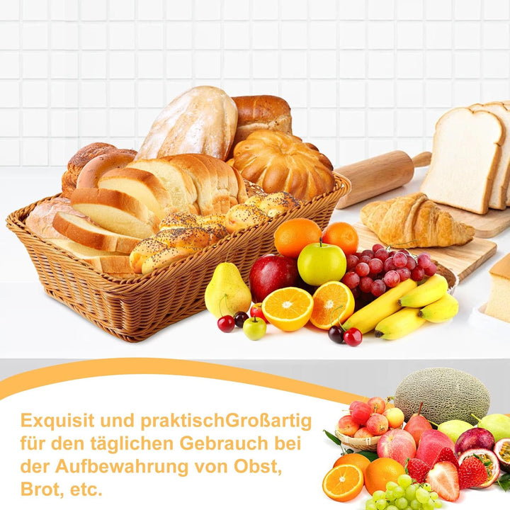 4 Stück Brotkorb Geflochten, Brotkörbchen, Weidenkörbchen, Aufbewahrungskorb Geflochten für Gemüse O