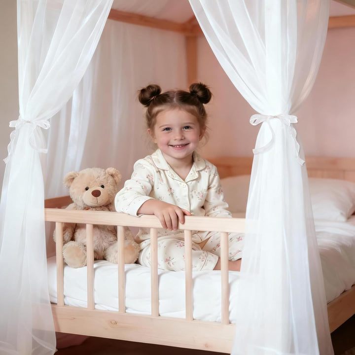 GFCC Prinzessin Himmelbett Vorhänge,Weiss Betthimmel für Mädchen Moskitonetz,Prinzessin Baldachin fü