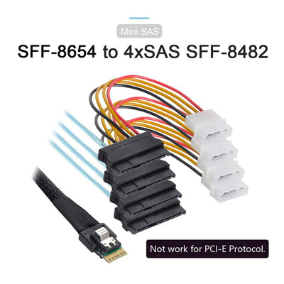 NFHK Slimline SAS 4.0 SFF-8654 4i 38pin Host auf 4 SAS 29pin SFF-8654 Target Hard Disk Fanout Raid K