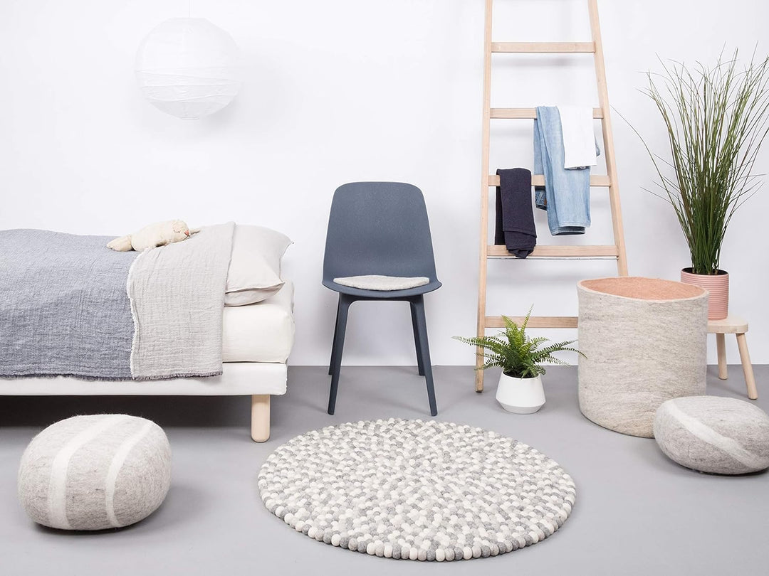 myfelt Hella Filzkugelteppich — Ø 50 cm, ideal für Schlaf-, Wohn-, Kinderzimmer, Flur & Bad 50cm Ø W