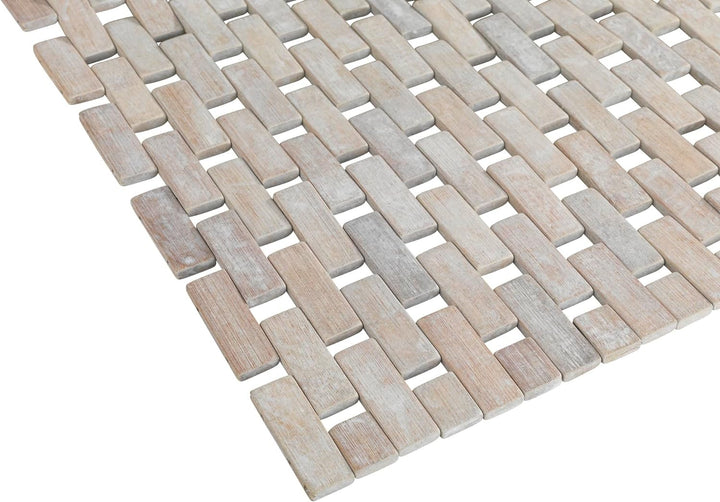 WENKO Badematte Bamboo Weiss - Unterseite rutschhemmend, Bambus, 50 x 80 cm, Weiss, Weiss