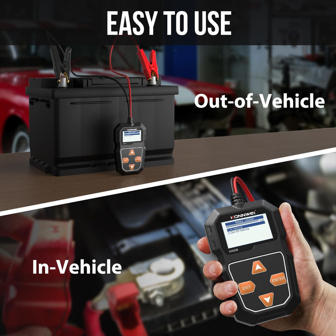 KONNWEI KW208 12V Batterietester, 100-2000 CCA Lasttester KfZ-Lichtmaschinen-Tester Digitaler Auto-B