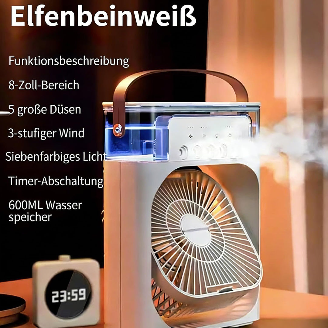 ragbare Klimaanlage Fan, 4 in 1 Personal Mini Cooling Fan mit Wassernebel Spray, 3 Geschwindigkeiten