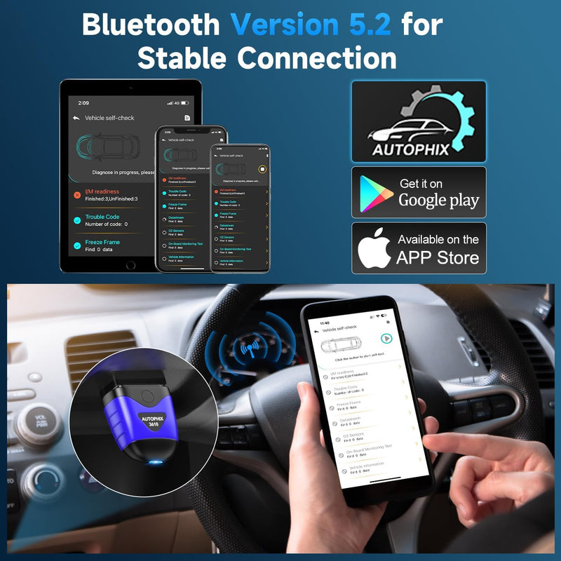 AUTOPHIX 3610 OBD2 Bluetooth Diagnosegerät Kompatibel mit VW Audi Skoda Seat All-System OBD2 Scanner