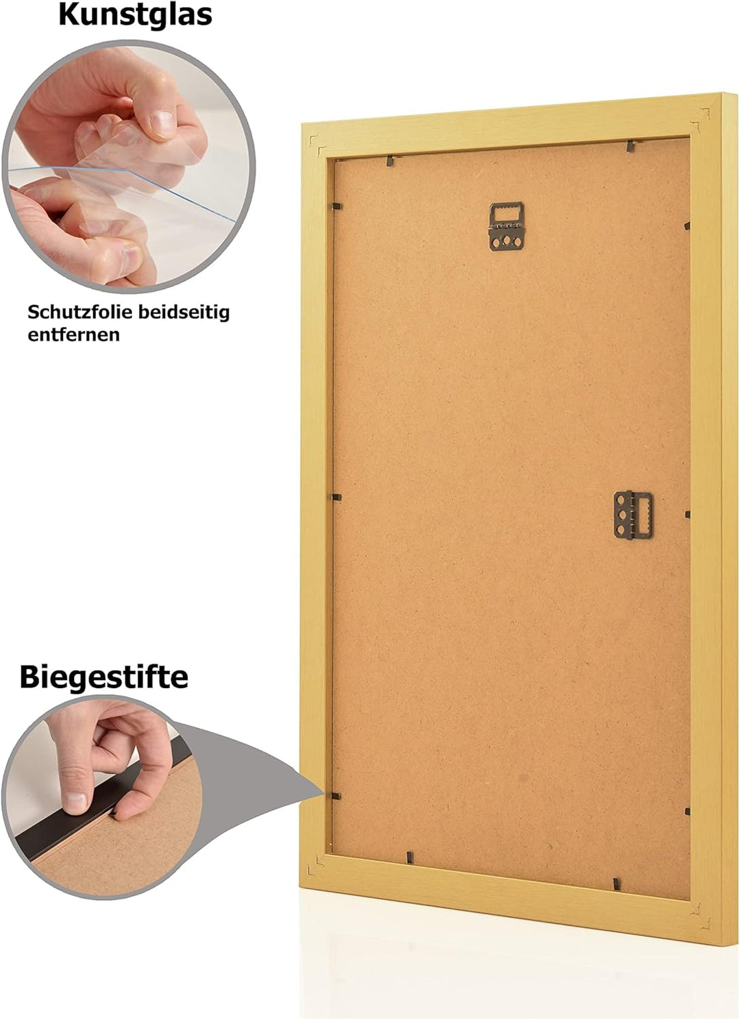 Stallmann Design Bilderrahmen 34x96 cm gold Holz mit Acrylglas Rahmen-Breite 20mm Posterrahmen Wechs