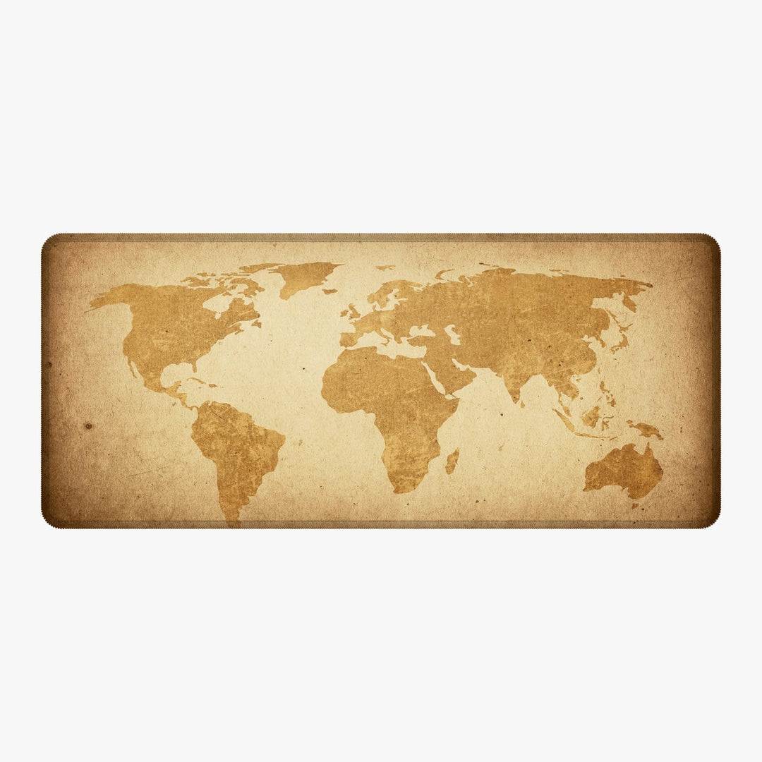 Silent Monsters Mauspad XXL 900 x 400 mm grosses Mousepad Weltkarte braun - Vernähter Rand - rutschf