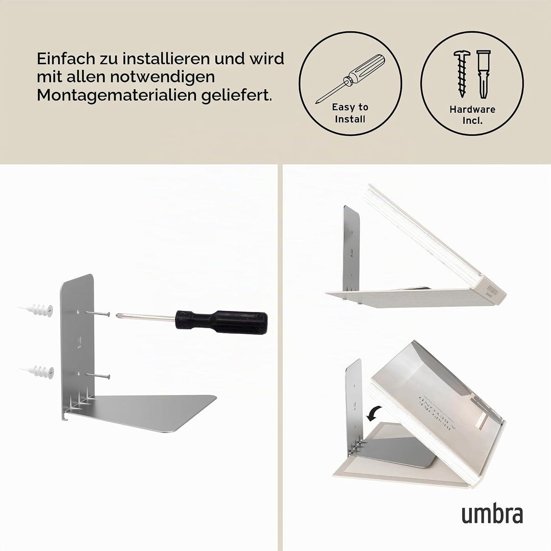 Umbra Conceal unsichtbares Bücherregal und Wandregal aus Metall, 3er-Set, Klein Klein (3er-Set), Kle
