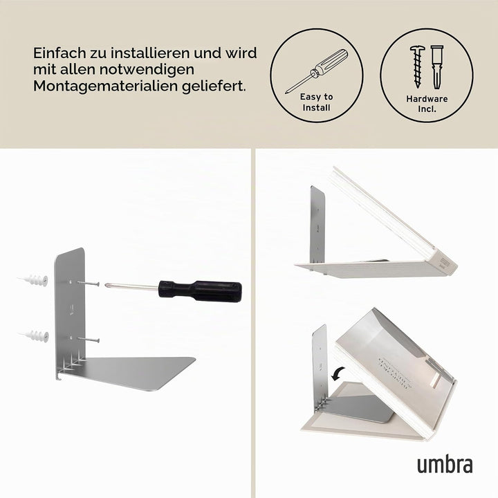 Umbra Conceal unsichtbares Bücherregal und Wandregal aus Metall, 3er-Set, Klein Klein (3er-Set), Kle