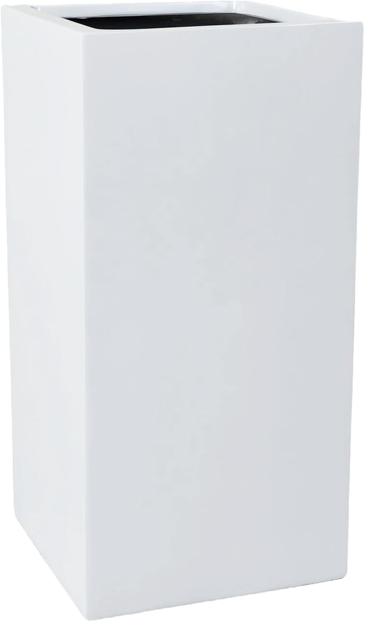 VIVANNO Pflanzkübel Pflanzgefäss Blumenkübel Fiberglas weiss matt Block - 40x40x80 cm Weiss Matt 80x