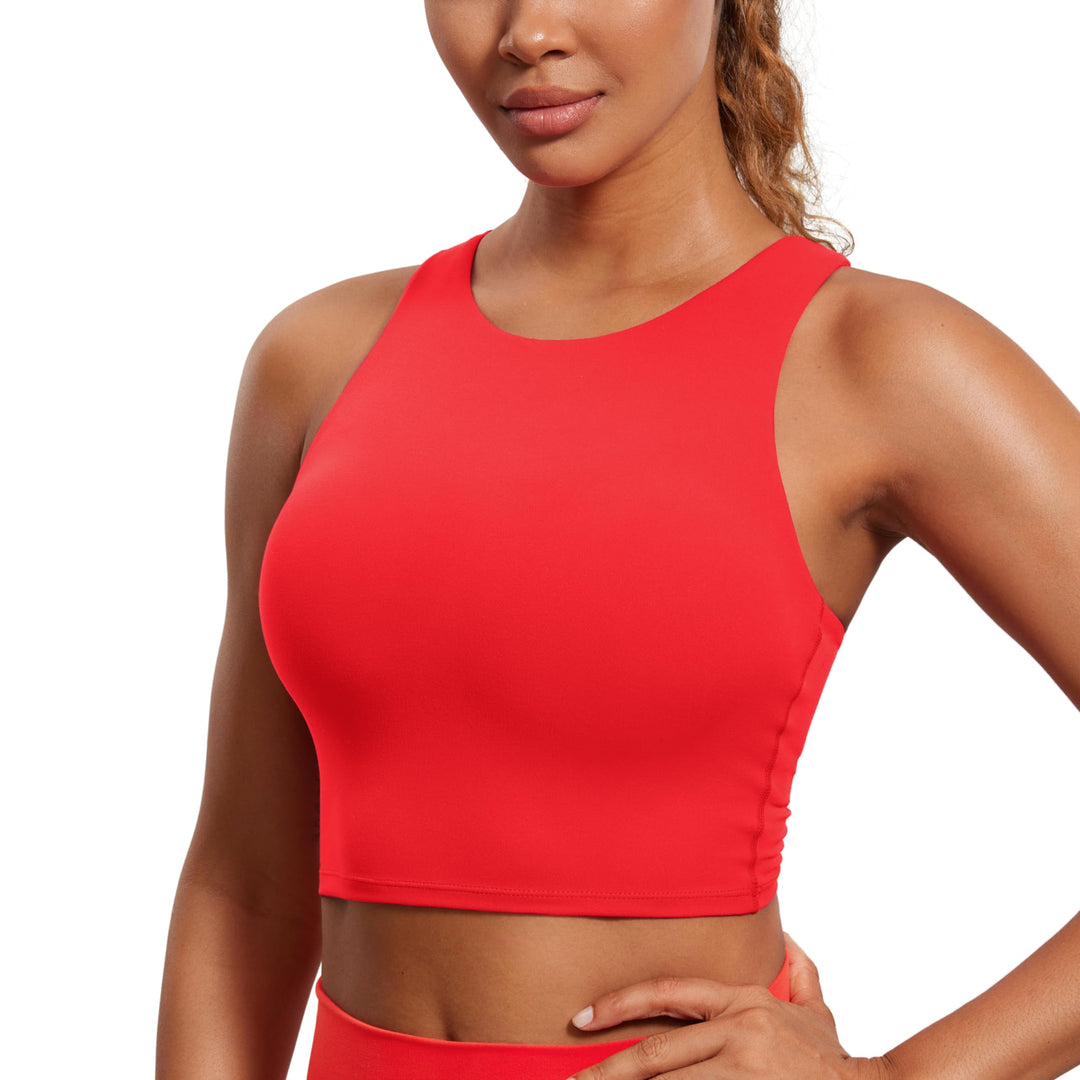 CRZ YOGA Damen Butterluxe Racerback Sport BH Gepolstert Ohne Bügel Crop Tops Longline Yoga Tank Top