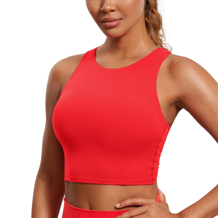 CRZ YOGA Damen Butterluxe Racerback Sport BH Gepolstert Ohne Bügel Crop Tops Longline Yoga Tank Top