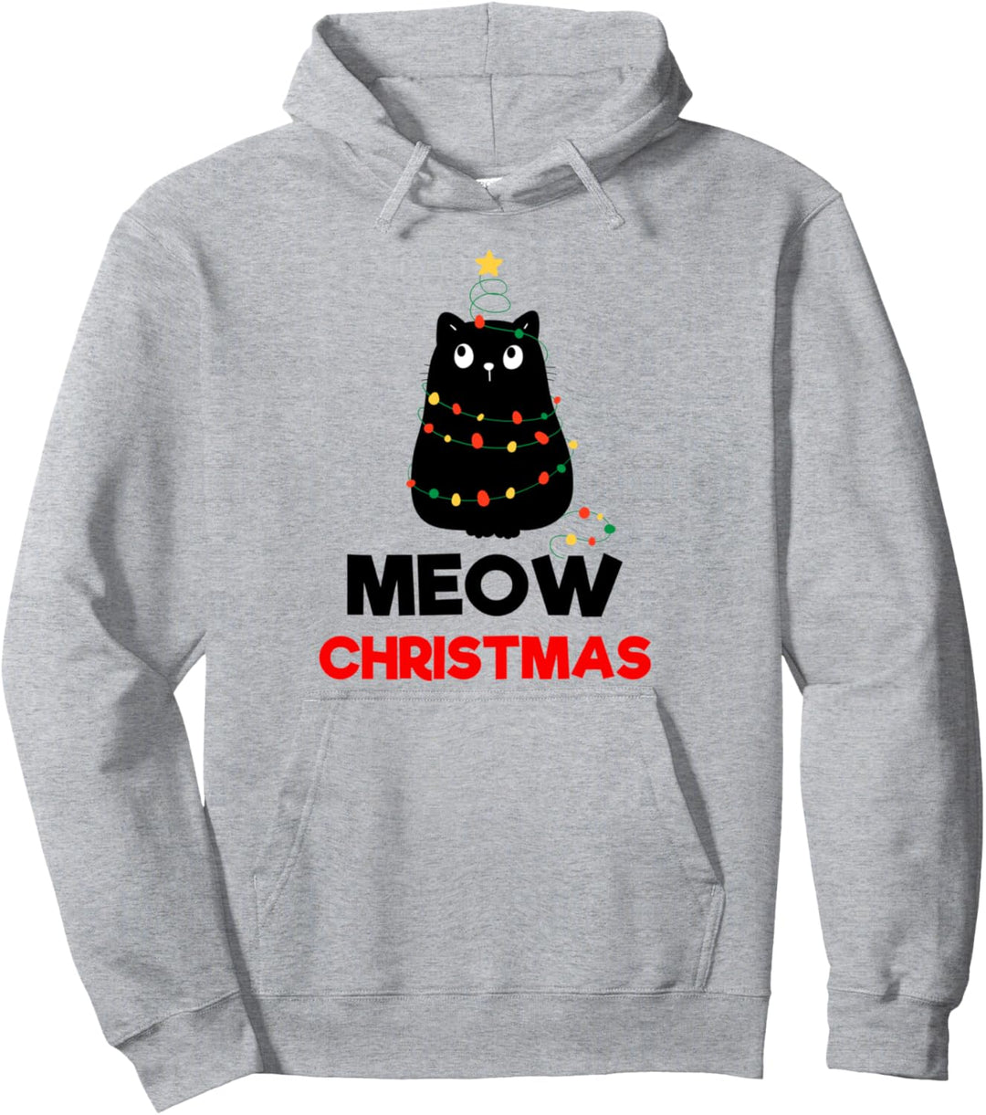 Enjoy Funny Christmas Cats Tree Lights, New Year Present Fun Pullover Hoodie