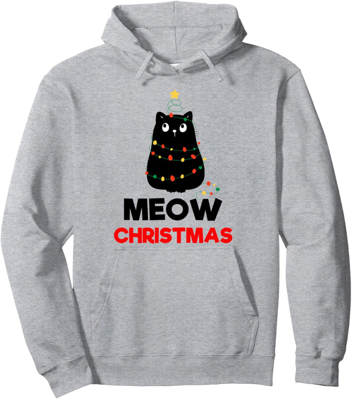 Enjoy Funny Christmas Cats Tree Lights, New Year Present Fun Pullover Hoodie