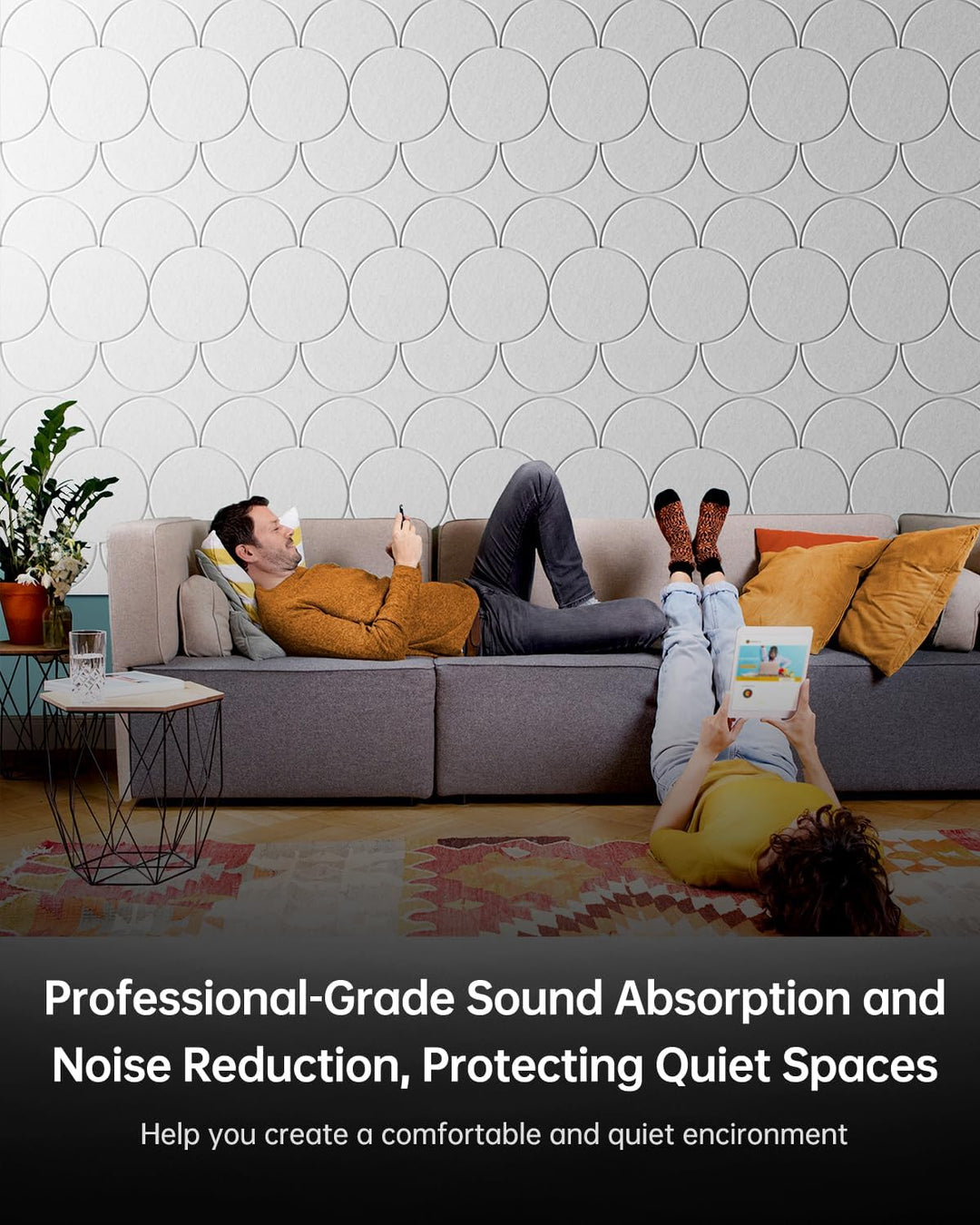 Soundsbay 12 St. Akustikplatten Selbstkleben, Schallschutz Schallabsorber, Akustikpaneele aus Polyes