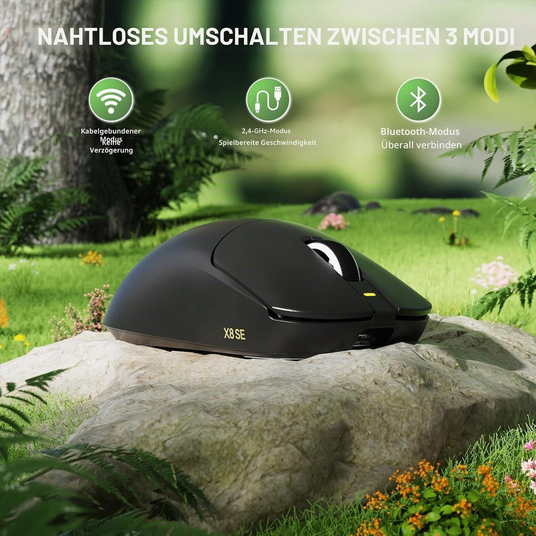 ATTACK SHARK X8SE Kabellose Gaming-Maus, 55g Ultraleicht, PAW3311 Sensor, BK52820 Chip, 25.000 DPI,