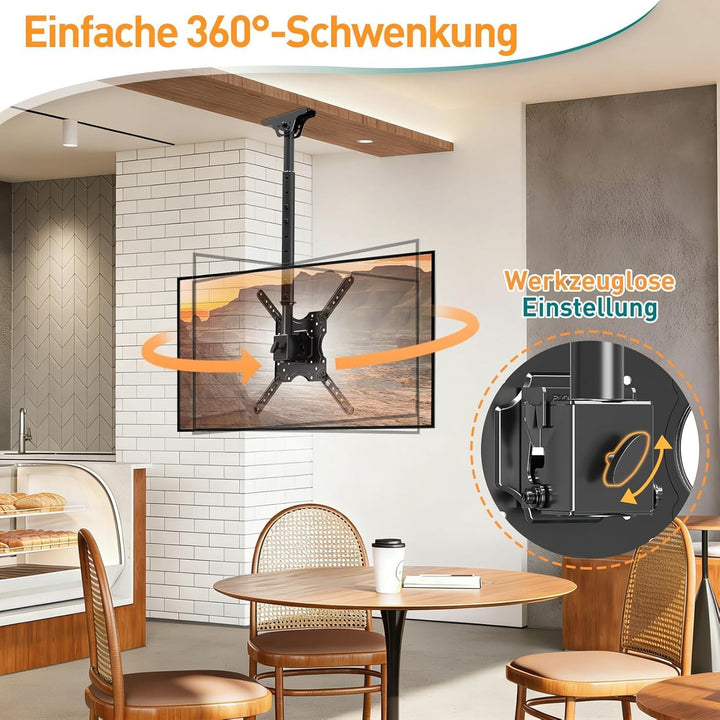 ELIVED TV Deckenhalterung für die meisten 24-65 Zoll Flach &amp; Curved Fernseher bis zu 45KG, max. VESA
