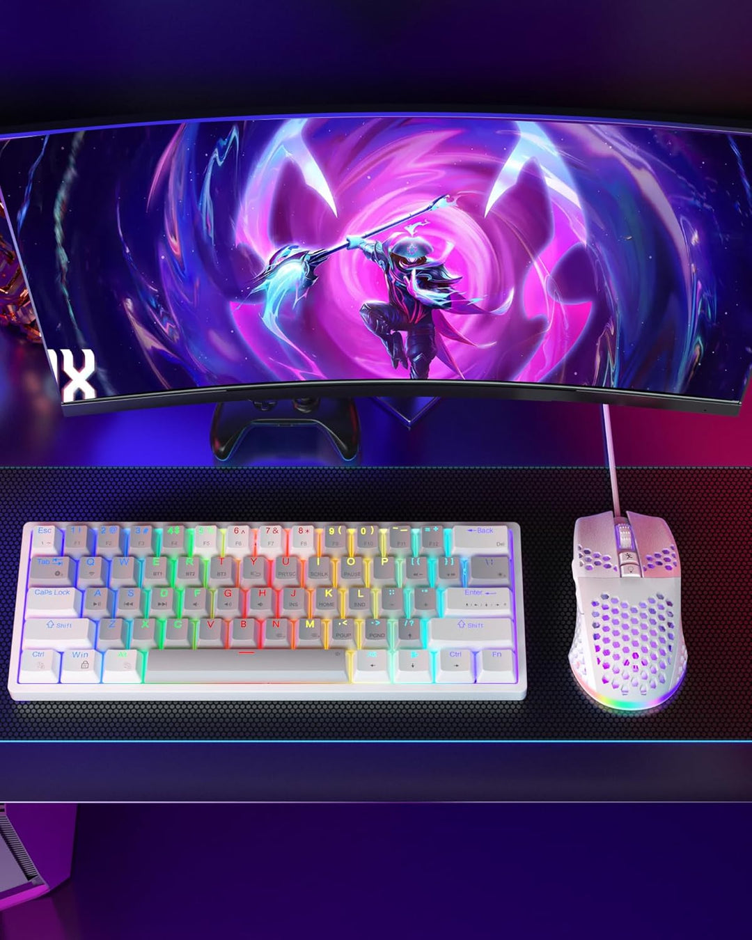 SOLAKAKA SM900 Gaming-Maus mit Wabenstruktur, 12800 DPI, 7 programmierbare Tasten, leichte Gaming-Ma