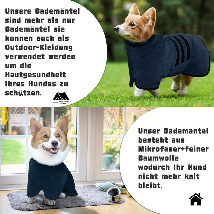 WUFANC Hundebademantel, Bademantel Hund aus Mikrofaser, Extra Saugfähig und Schnelltrocknend, Hunde