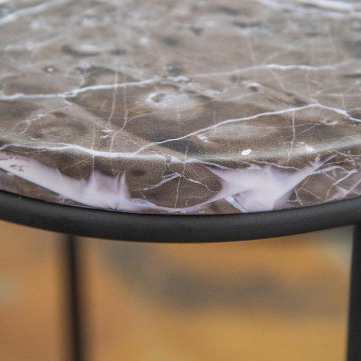 Outsunny Blumenständer 3er Set aus Metall Pflanzenständer Set in Marmoroptik Blumenhocker Blumentopf