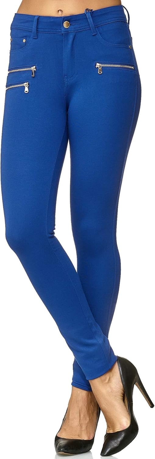 Elara Damen Stretch Hose Skinny Fit Jegging Chunkyrayan 34 Slim Blau, 34 Slim Blau