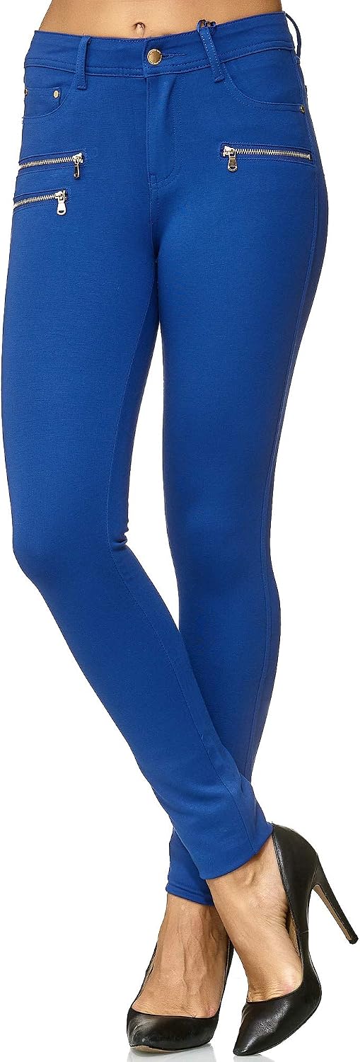 Elara Damen Stretch Hose Skinny Fit Jegging Chunkyrayan 34 Slim Blau, 34 Slim Blau