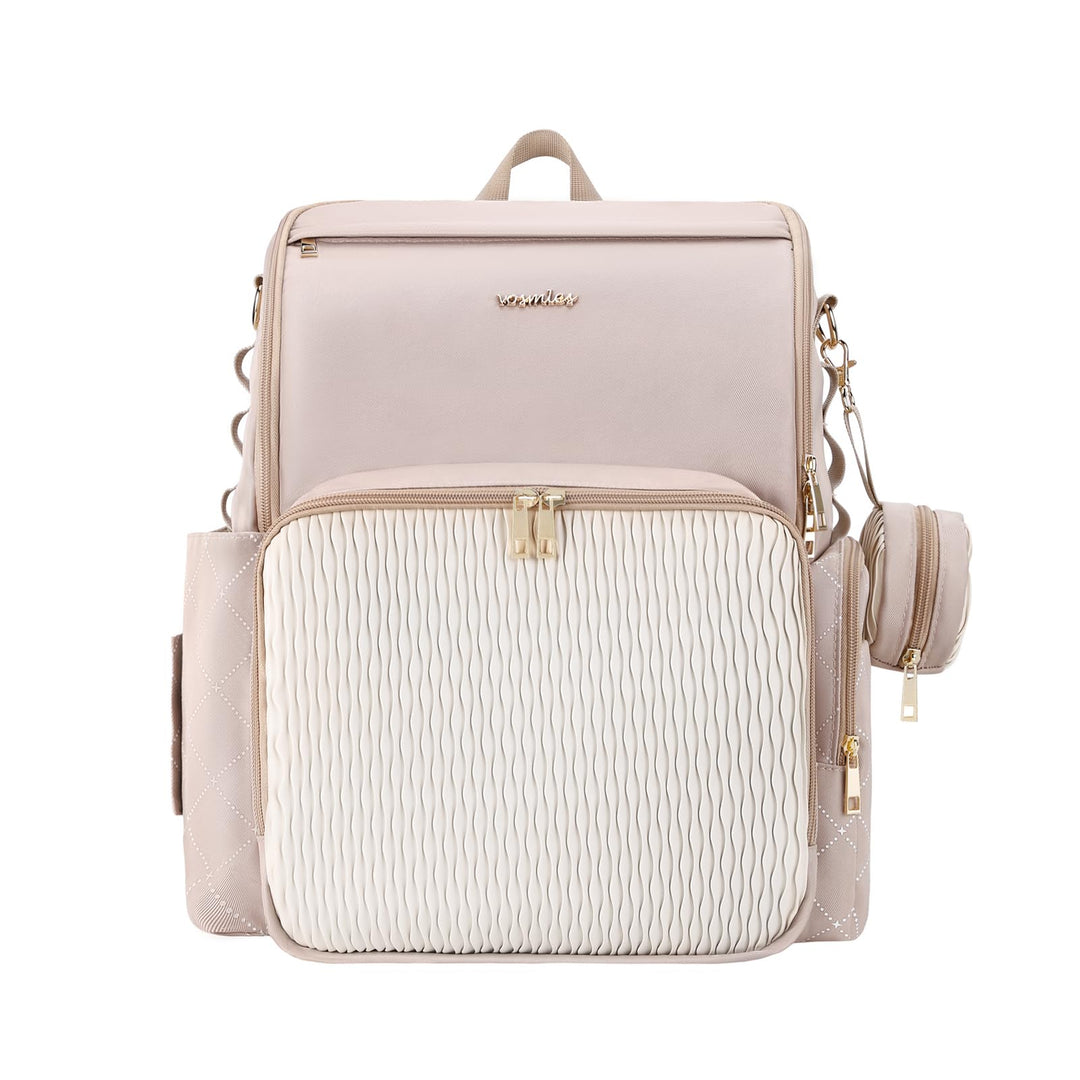 Stilvolle Baby-Wickeltasche, Babytasche mit Wickelunterlage, Schnullertasche und Kinderwagengurten L