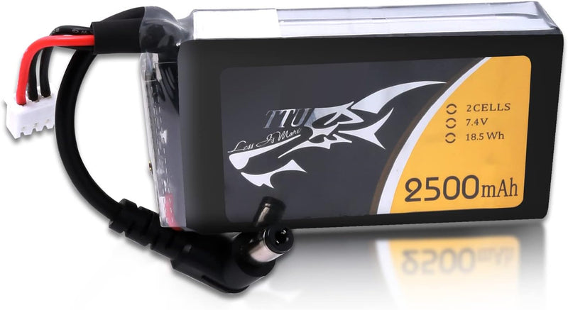 TATTU 2500mAh 2S 7.4V Ersatz-Lipo Akku mit DC5.5mm Stecker für Fatshark Goggles