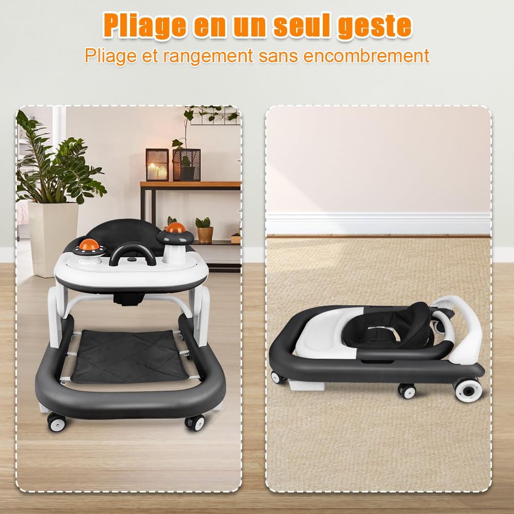 Lauflernhilfe für Babys, mit Spielset und Bodenmatte, robust, faltbar, mit 5 verstellbaren Positione
