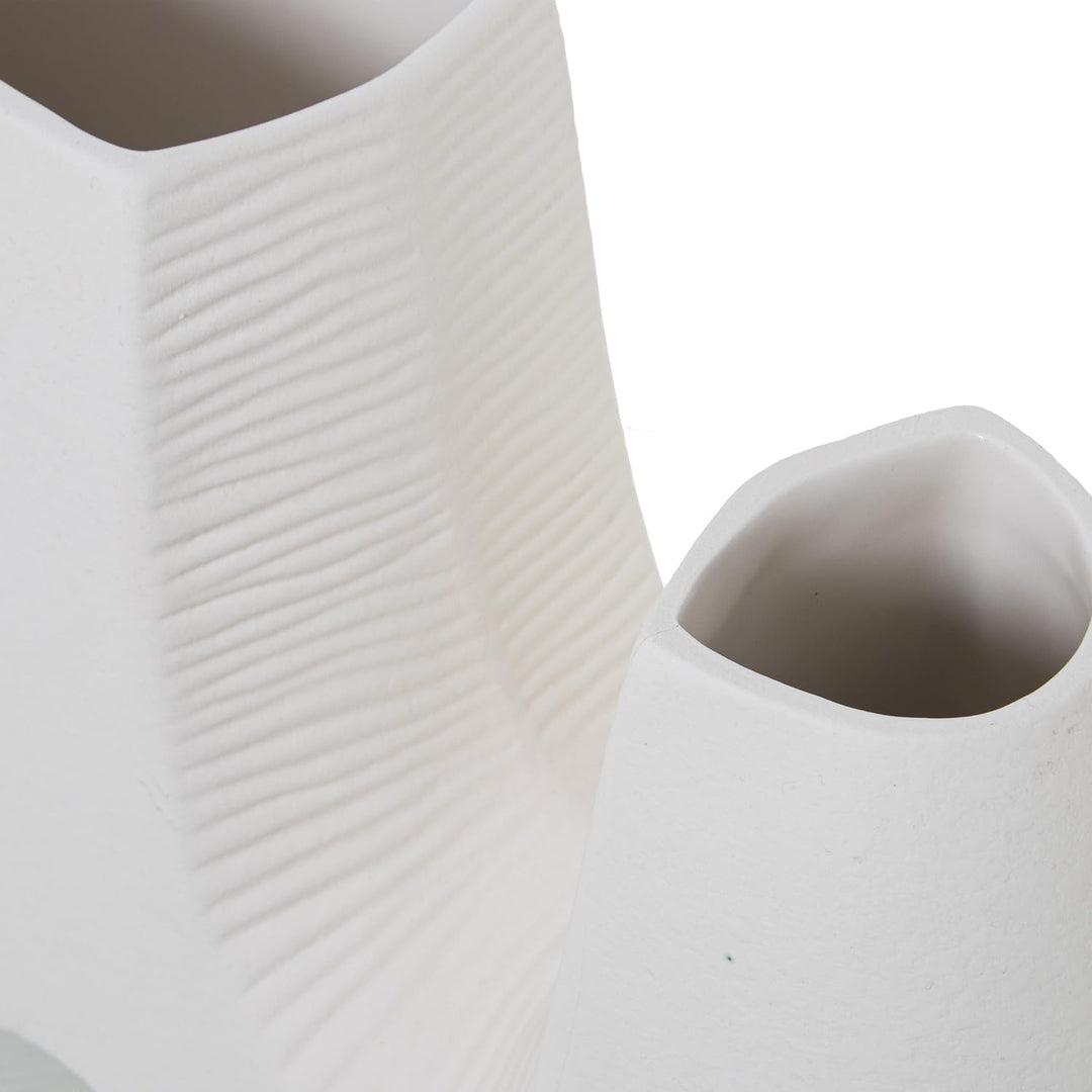 Abstrakte Tischvase aus Keramik, Ecru, matt, 35 x 11 x 38 cm