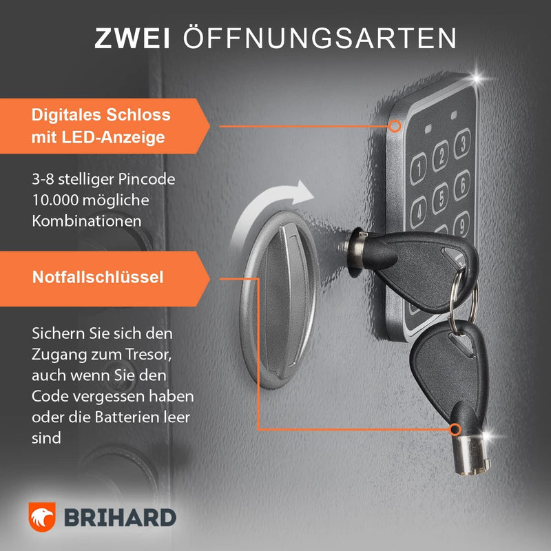 Brihard Junior Elektronischer Safe 17x23x17cm - Kleiner Safe Elektronischer mit Code - Digitales LED