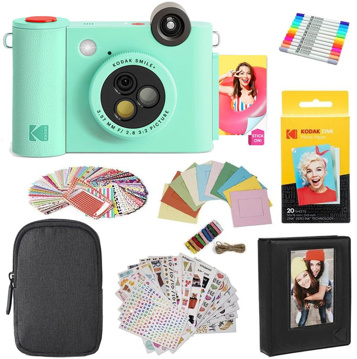 KODAK Smile+ 2-in-1 Digitale Sofortbildkamera & Fotodrucker Geschenkpaket + Tasche + Zink 20 Blatt +