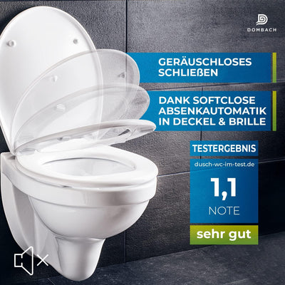 Dombach® Kaiana Premium Toilettendeckel (Weiss, Oval) Antibakterieller WC Sitz mit Absenkautomatik S