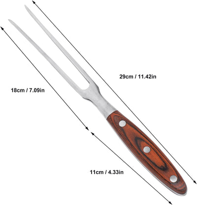 Fleischgabel, Tranchiergabel, Edelstahl, Fleisch-Serviergabel, Grillgabel mit Holzgriff, für Küche,