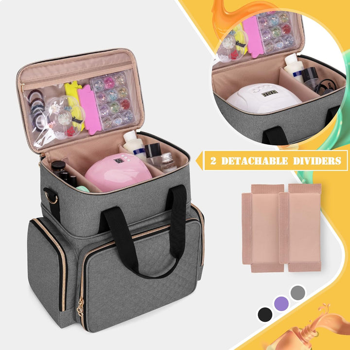 Luxja Nagellack Tasche, Nagellack Aufbewahrung Tasche für 70 Flaschen Nagellack und Nagellampe, Nage