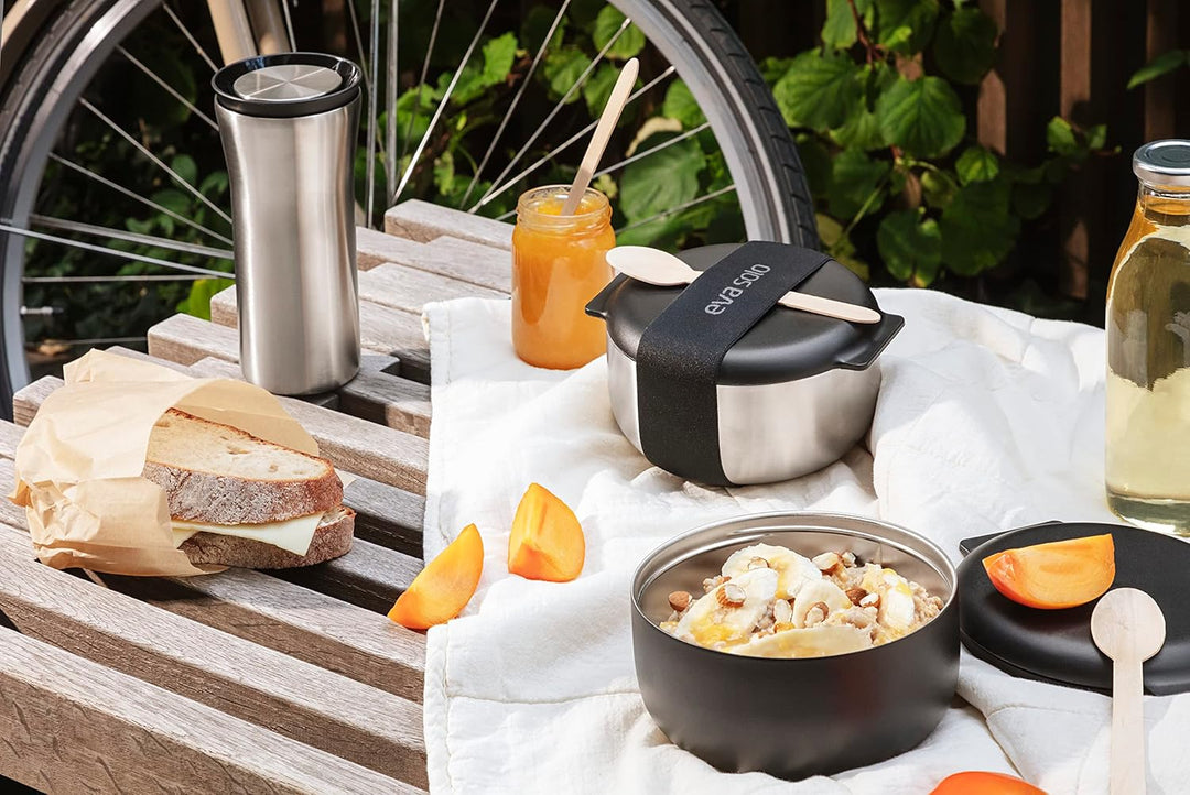 EVA SOLO | City to Go Cup 0,35l Steel/Black | Praktischer doppelwandiger Thermobecher, der Sich einf