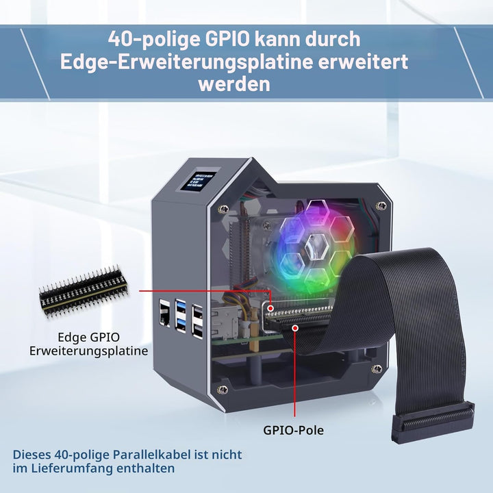 GeeekPi N07 Mini Tower NVMe NAS Kit für Raspberry Pi 5, mit N07 M.2 NVMe SSD Pip PCIe Peripheral Boa