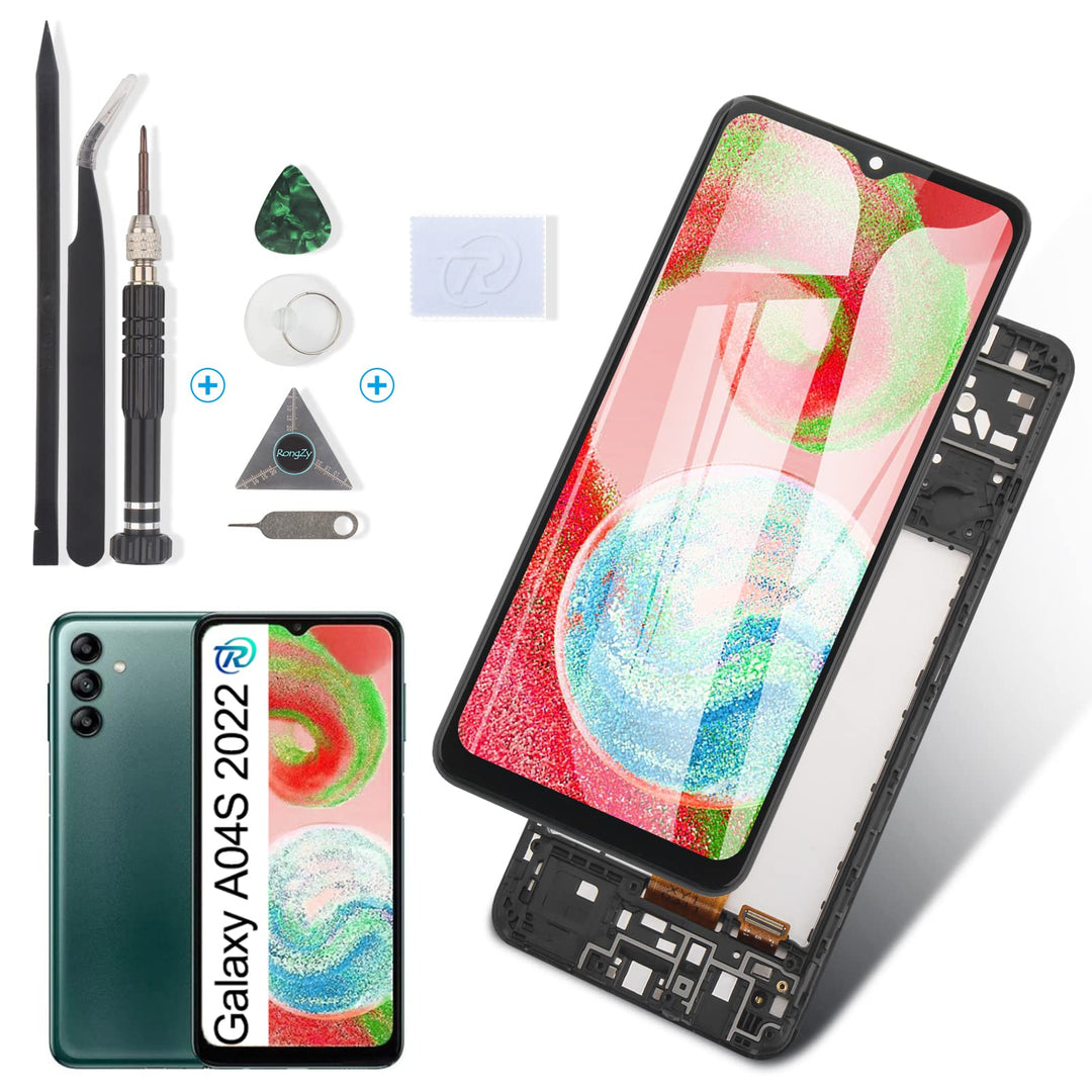 RongZy Display für Samsung Galaxy A04S 2022 SM-A047F LCD Bildschirmersatz Digitizer Touchscreen Mont