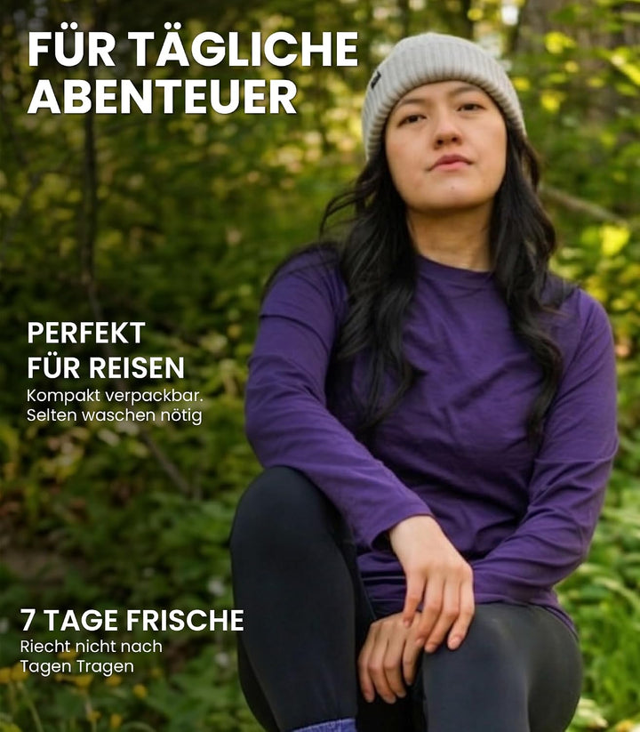 Merino.tech Merino Shirt Damen Langarm – Premium 100% Merino Unterwäsche Damen Langarmshirt, Sportun