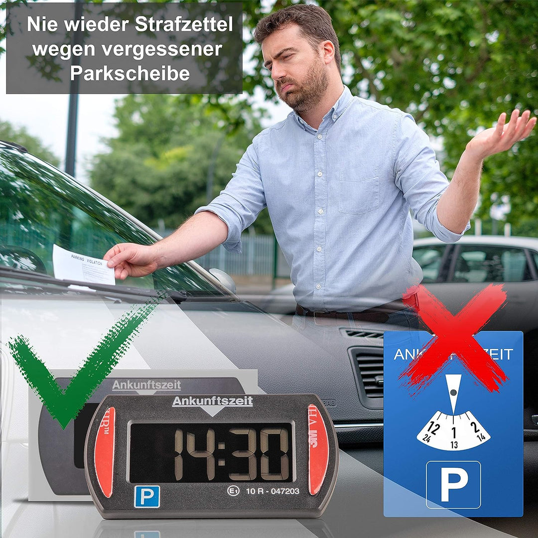Needit Park Mini elektronische Parkscheibe Digitale Parkuhr & Park Mini Klebepads 2 Stück inklusive