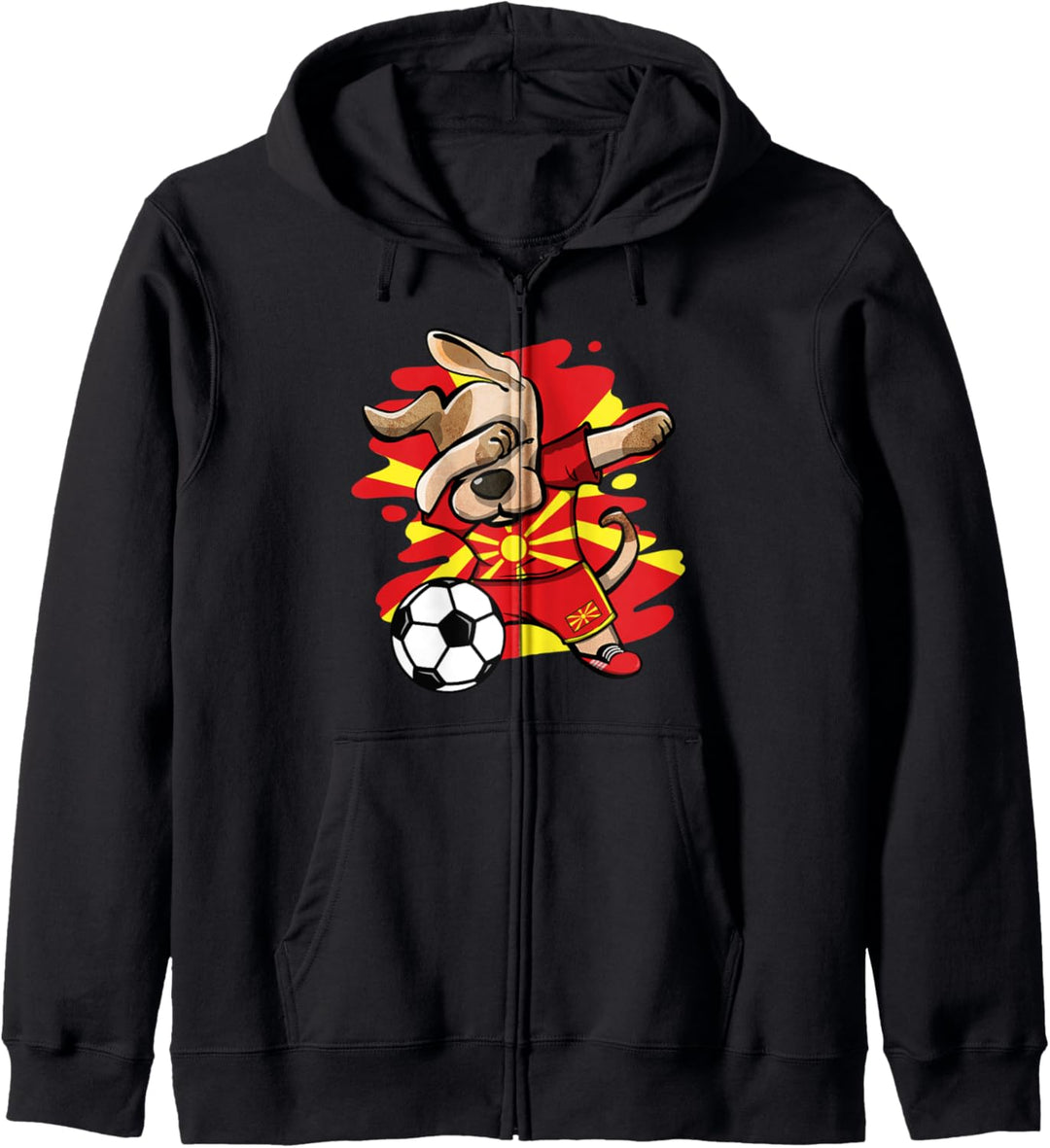 Lustiger Dabbing Hund Mazedonien Fussball Mazedonische Flagge Kapuzenjacke