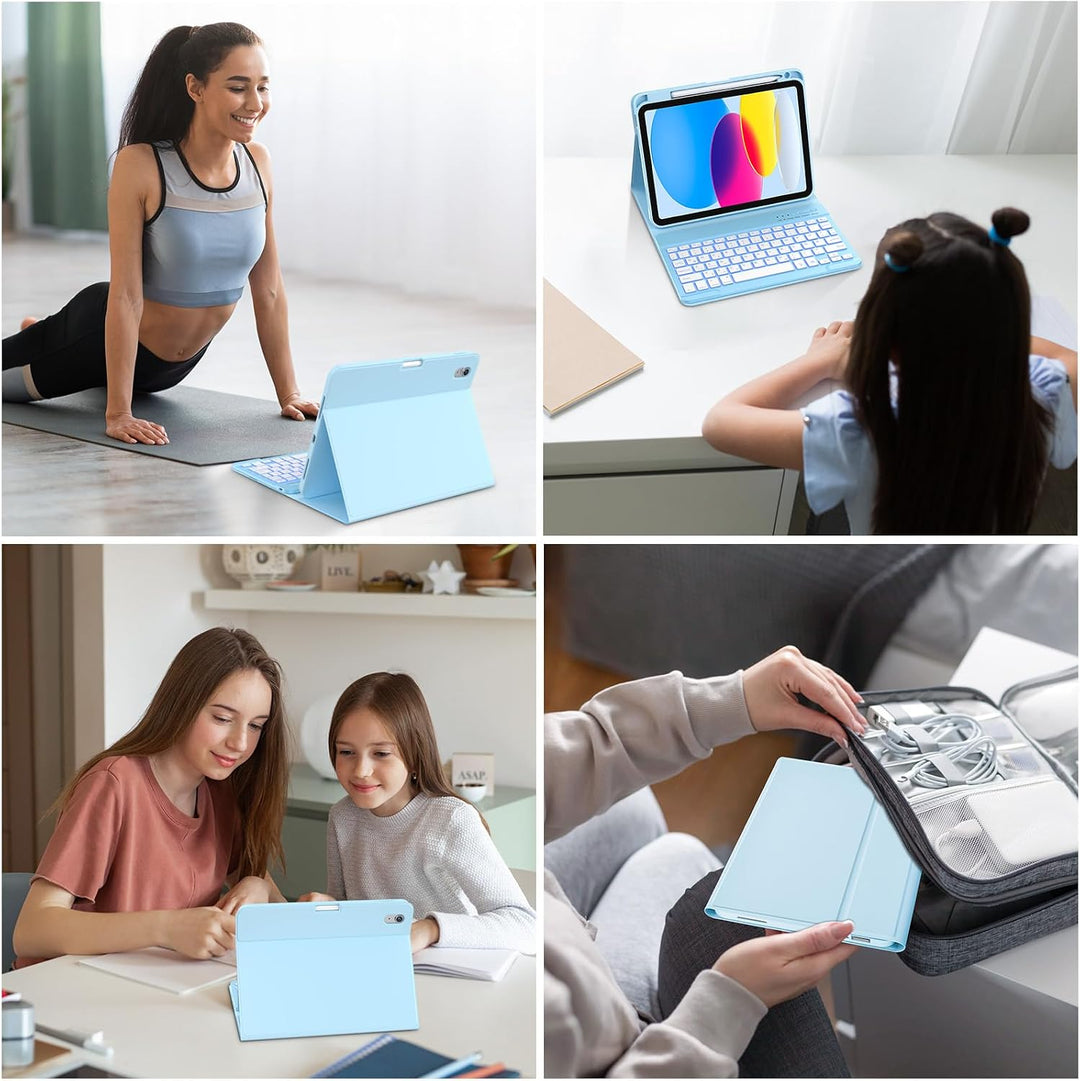 MMK Hülle mit Tastatur für iPad 10 Generation 2022(11/10.9 Zoll)/A16 11 Generation 2025, Abnehmbare